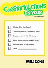 Rude Congratulations Card - Check Box - Wanker created by Go La La!