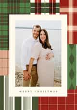 Personalised Christmas Photo Card created by Carrie ONeal - Classic Christmas Card – Tartan And Stripe Frame