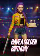 Fun Birthday Card - K-Pop Demon Hunters - Golden Birthday created by Kerrylovescards