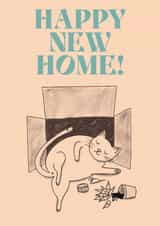 Cute New Home Card - Happy New Home! - Cat created by The Queer Store