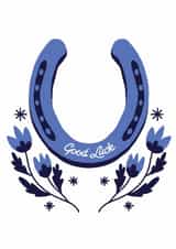 Classic Good Luck Card - Horseshoe - Folk Flowers created by Rachel Hallquist