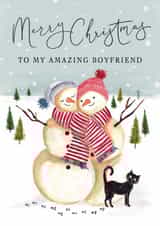 Classic Christmas Card - For Boyfriend - Snowmen created by Making Meadows Ltd
