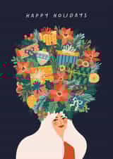 Arty Christmas Card - Happy Holidays - Poinsettias created by Sad Girl Illustration