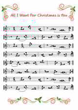 Naughty Christmas Card - All I Want For Christmas - Musical Notes created by Swizzoo
