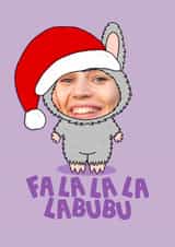 Personalised Christmas Photo Card created by The Blunt Badger - Cute Christmas Card - Fa La La Labubu