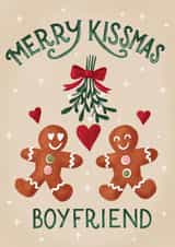 Cute Christmas Card - For Boyfriend - Gingerbread - Kissmas created by Silky Rose Design