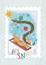 Cute Christmas Card - Stamp - Dog - Let It Snow created by Anna Cheng Design & Print