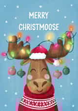 Cute Christmas Card - Moose Pun - Merry Christmoose created by Silky Rose Design