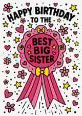 Cute Birthday Card - Best Big Sister - Flowers created by The Merry Giraffe