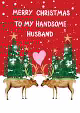 Heartfelt Christmas Card - Handsome Husband - Reindeer created by HCD Illustration