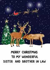 Traditional Christmas Card - Sister And Brother In Law - Reindeer created by HCD Illustration