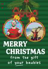 Personalised Christmas Photo Card created by The Merry Giraffe - Rude Christmas Card - For Dad - Your Baubles
