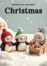 Cute Christmas Card - Penguin Labubu - Festive Fun for Kids created by Neil Thurlwell