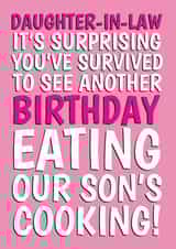 Cheeky Birthday Card - For Daughter-In-Law - Survived Our Son's Cooking created by @Cupsie's Creations