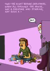 Funny Christmas Card - Christmas Gamer - Santa created by Bryony Jackson Walters