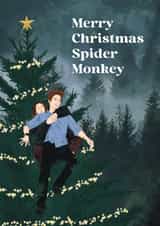 Funny Christmas Card – Spider Monkey – Twiglight created by Bonne Nouvelle