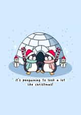 Cute Christmas Card - Dancing Penguins created by Rosalie Perl