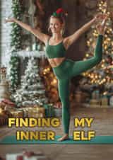 Funny Christmas Card – Yoga – Finding My Inner Elf created by Bonne Nouvelle