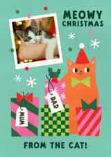 Personalised Christmas Photo Card created by Lemon and Sugar  - Cute Christmas Card - Cat - Meowy Christmas