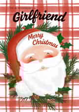 Cute Christmas Card - For Girlfriend - Santa created by Juniper and Rose Studio