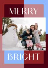 Personalised Christmas Photo Card created by Kate Everett - Classic Christmas Card - Merry And Bright - Colour Blocks