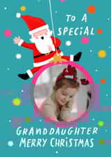 Personalised Christmas Photo Card created by Nicola Watson - Cute Christmas Card - Special Granddaughter - Swinging Santa