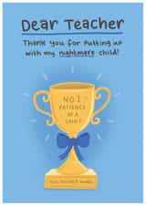 Funny Thank You Card - For Male Teacher - Award created by Blue Kiwi Design