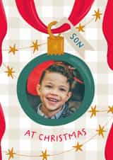 Personalised Christmas Photo Card created by The Pattern Press - Classic Christmas Card - For Son - Bauble