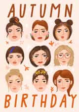 Pretty Birthday Card - Autumn Girls created by URGHH Card Co.