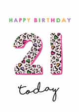 Classic Birthday Card - 21st - Heart Leopard Print created by Michelle Fiedler Design