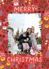 Personalised Christmas Photo Card created by Pear Tree Press - Pretty Christmas Card - Winter Flowers