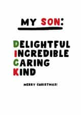 Cheeky Christmas Card - For Son - Dick created by Pink Peach Cards