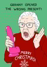 Funny Rude Christmas Card - Granny Opened The Wrong Present - Dildo created by YAWN DESIGNS