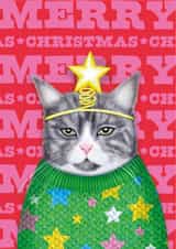 Cute Christmas Card – Tabby Cat created by badgerbee design