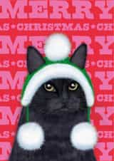 Cute Christmas Card – Black Cat created by badgerbee design