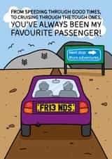 Fun Love And Friendship Card - Favourite Passenger created by TeePee Creations