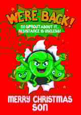 Funny Christmas Card for Son - Hates Brussell Sprouts - Festive Fun Foodie created by Louise Burgoyne