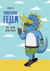 Arty Birthday Card - Triceratops - Awesome Fella created by Mulga The Artist