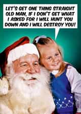 Cheekily Sinister Christmas Card - I will hunt you down! - Vintage - Banter created by Dean Morris Cards