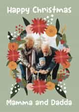 Personalised Christmas Photo Card created by Rosie bees craft box - Classic Christmas Card - Mamma And Dadda - Floral Wreath