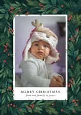 Personalised Christmas Photo Card created by Paper Raven Co. - Classic Christmas Card - Our Family To Yours - Wreath Frame