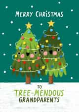 Cute Christmas Card - For Grandparents - Tree-mendous Pun created by Nicola Watson