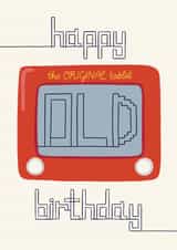 Funny Birthday Card - Etch A Sketch created by Christine Cuddihy Illustration