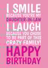 Funny Birthday Card - Daughter In Law - Crazy Family created by @Cupsie's Creations