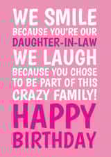 Funny Birthday Card - For Daughter In Law - Crazy Family created by @Cupsie's Creations