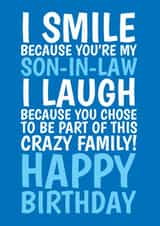 Funny Birthday Card - Son In Law - Crazy Family created by @Cupsie's Creations