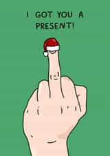 Rude Christmas Card - Middle Finger - Santa Hat created by YAWN DESIGNS
