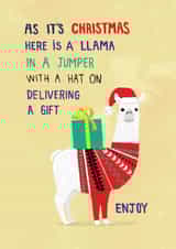 Fun Christmas Card - Llama - Delivering A Gift created by Pencilface