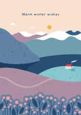 Winter Wishes Christmas Card - Calm Winter Landscape - Holidays - Non Religious created by Joanne Hawker