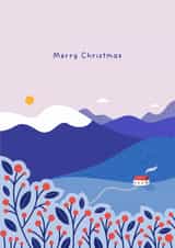 Classic Merry Christmas Card - Calm Winter Landscape - Snowy Mountains created by Joanne Hawker